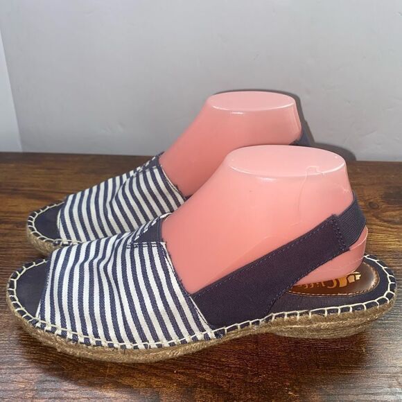 Cliffs by WHITE MOUNTAIN Wm’s Sz 9 Navy Blue Stripe Wedge Sandals - Picture 5 of 8